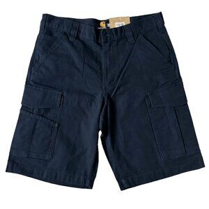 Carhartt Mens 32 x 11 Rugged Flex Rigby Cargo Short Blue Relaxed Fit Work Navy